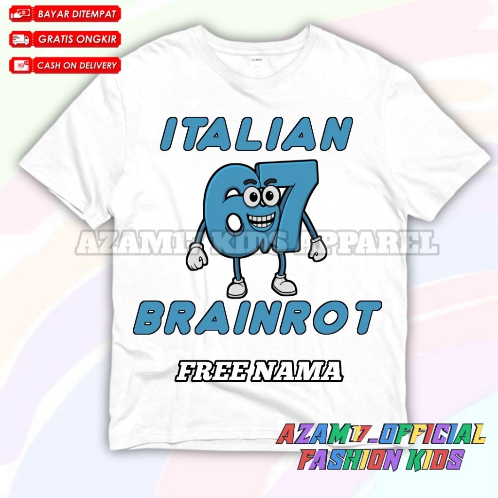 เสื้อยืดเด็ก เสื้อผ้าเด็ก Anomali Six Seven 67 ชื่อฟรี / เสื้อยืดเด็ก Anomali Italian Brainrot Six S
