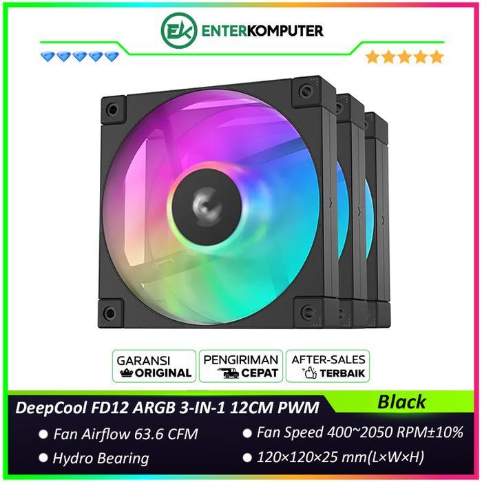 พัดลมประสิทธิภาพ PWM DeepCool FD12 ARGB 3-IN-1 12CM