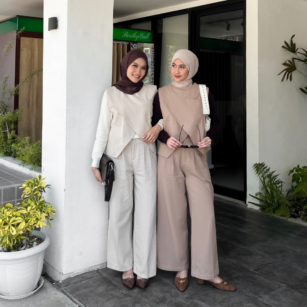 YEPPUOUTFIT - Sohyun One Set | ชุดเสื้อกั๊กและกางเกง กางเกงชั้นใน แบบอสมมาตรหนึ่งชุด