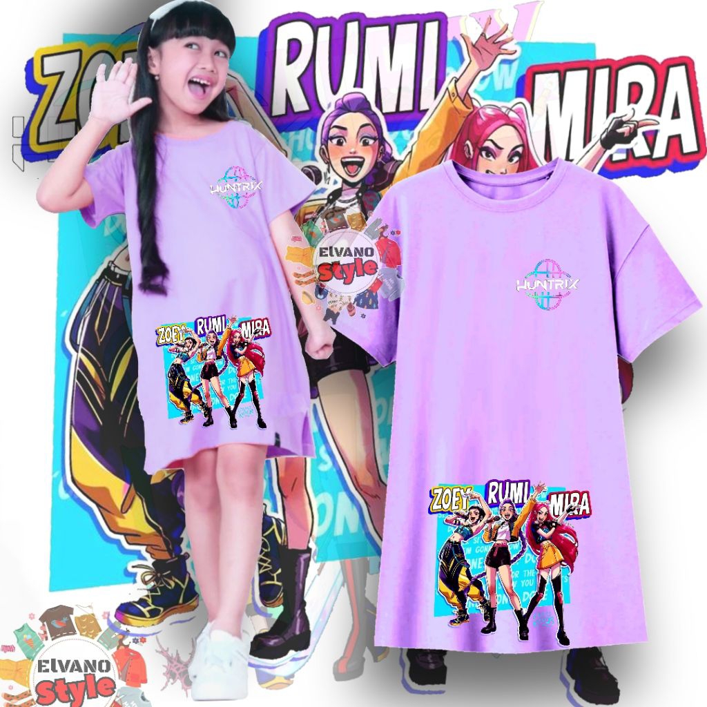 K-Pop Demon Hunters Rumi Zoey Mira ชุดเดรสเด็กผู้หญิง