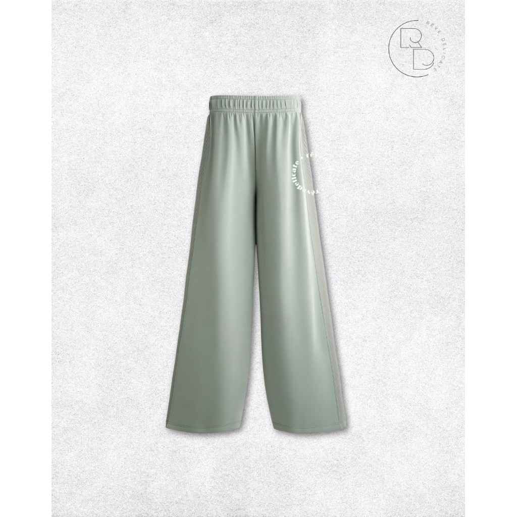 HIJAU Oysho กางเกงขากว้างสําหรับผู้หญิง ไซส์ XS (Fit to S) | Sage Green Longue Sporty Pants - ยืดสบา
