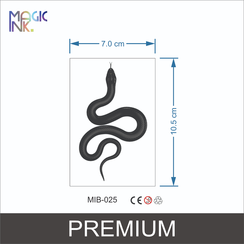 MIB-025 SMALL SNAKE Fruit Ink Tattoo รอยสักชั่วคราวพรีเมี่ยม