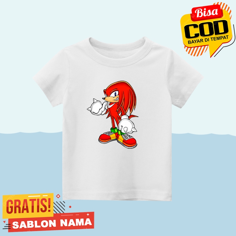 เสื้อยืดเด็ก Sonic Knuckles Top The Echidna สินค้าใหม่ฟรี NAME PRINTING