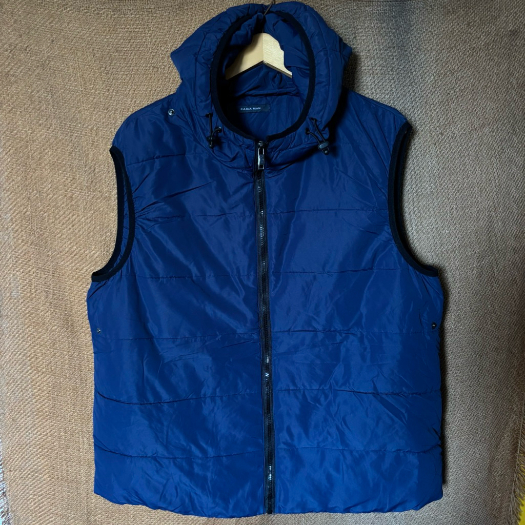 Zara Man Puffer Hoodie Vest Man
