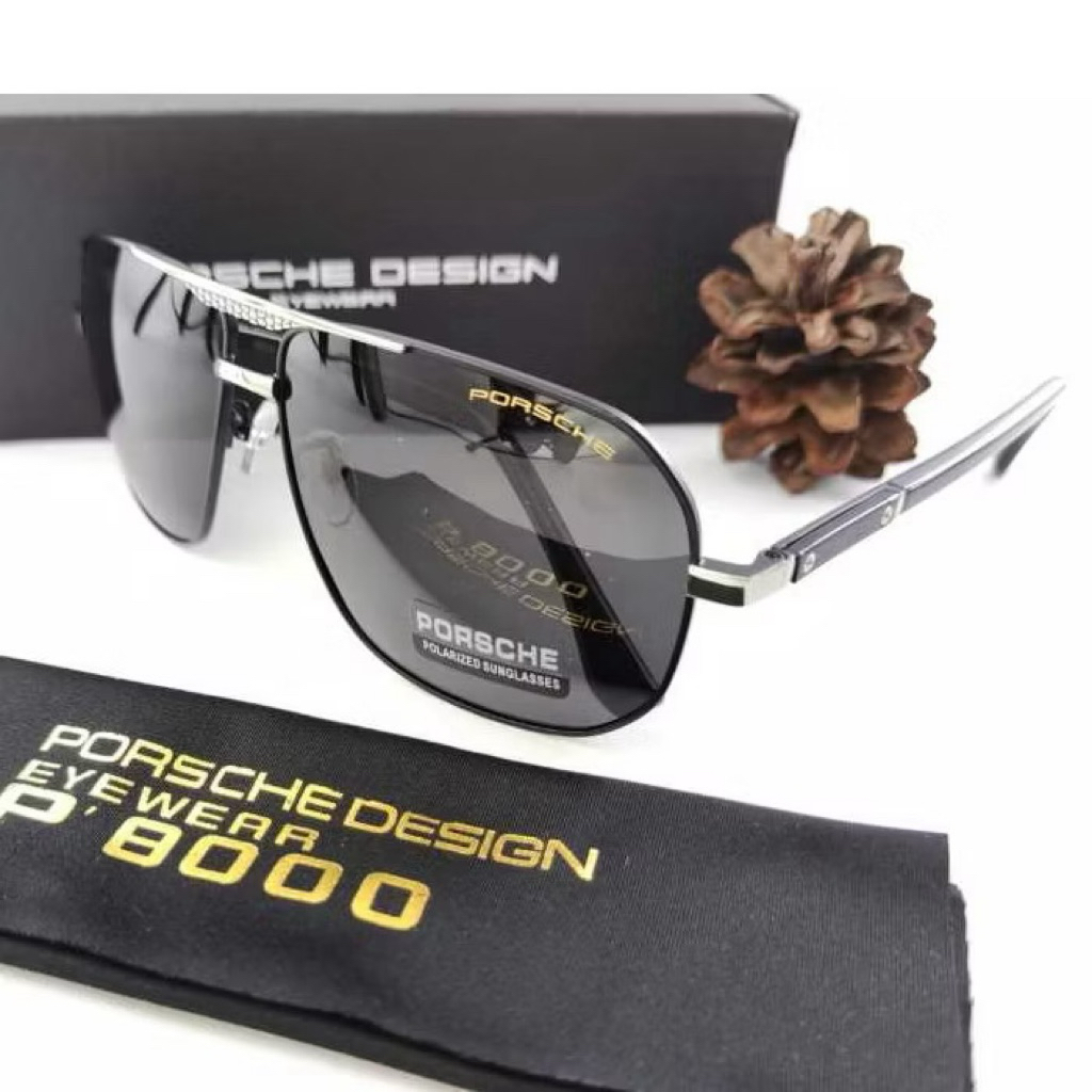 ล่าสุดสีดําสไตล์แว่นตาไทเทเนียมกรอบผู้ชายผู้หญิงสบายๆ พี0อาร์เอสซี 8824 พรีเมี่ยมเลนส์โพลาไรซ์