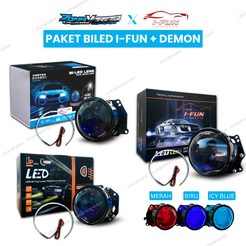MERAH I-FUN BUNDLING PACKAGE BILED VORTEX และ SPECTRA 12V พร้อม DEMON EYES RED BLUE ICY BLUE