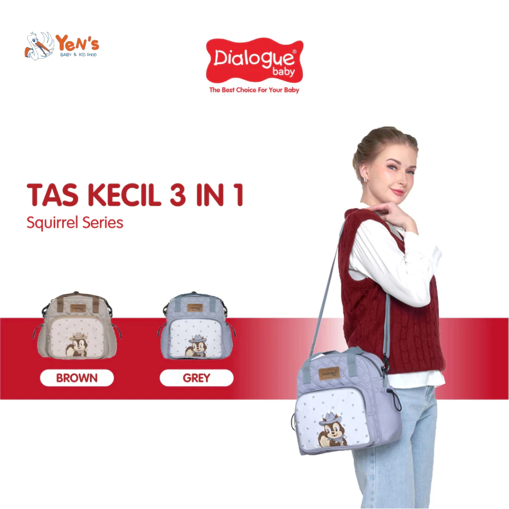 DIALOGUE BABY 3IN1 Squirrel Series Small BABY Gear Bag DGT7336 สีเทา สีน้ําตาล