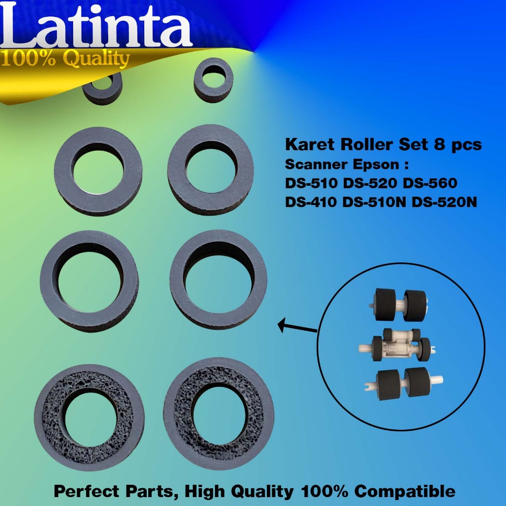ยางสแกนเนอร์ลูกกลิ้งครบชุดมี 8 ลูกกลิ้งชุด ASF DS410 DS510 DS520 DS560 DS760 DS860 Compatiber Epson 