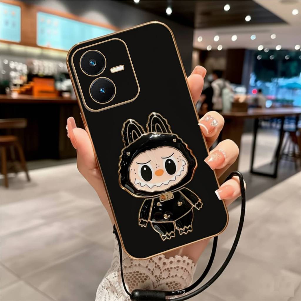 เคสนิ่ม Vivo Y22 Y22s Casing กระจกฟักทองชุบไฟฟ้า สายฟรี