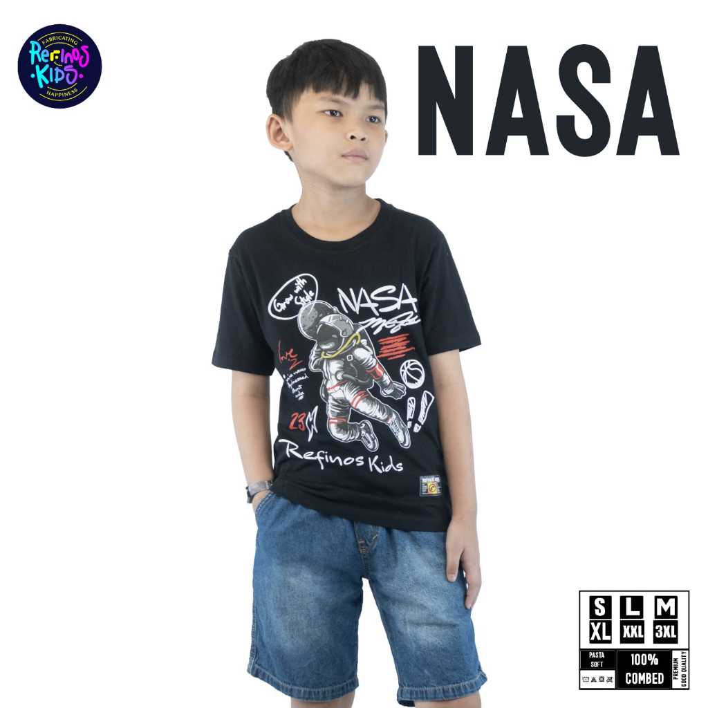 [REFINOS] เสื้อยืดเด็ก NASA Short Sleeve | เสื้อยืดเด็ก | ไซส์ S - XXXL