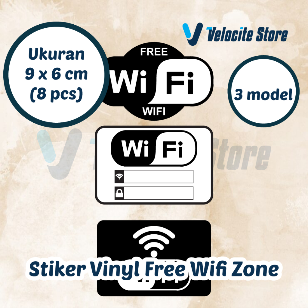 ฟรีสติ๊กเกอร์ไวนิล WiFi Zone 9x6 ซม. (8 ชิ้น)