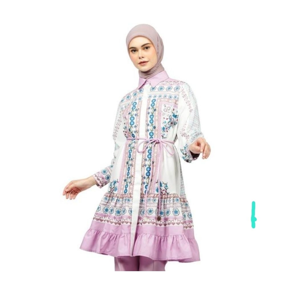 Nada Puspita Iznik Ruffle Tunic สีชมพู L & XL