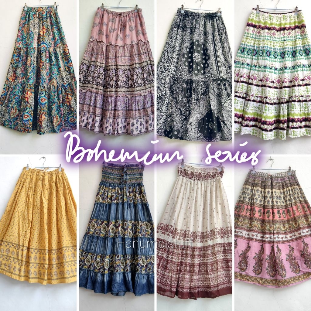 KATUN BOHEMIAN COTTON SKIRT PAISLEY UMPAK MEGAR MOTIF / BOHOTIERED PATTERN SKIRT VICTORIAN Y2K FAIRY