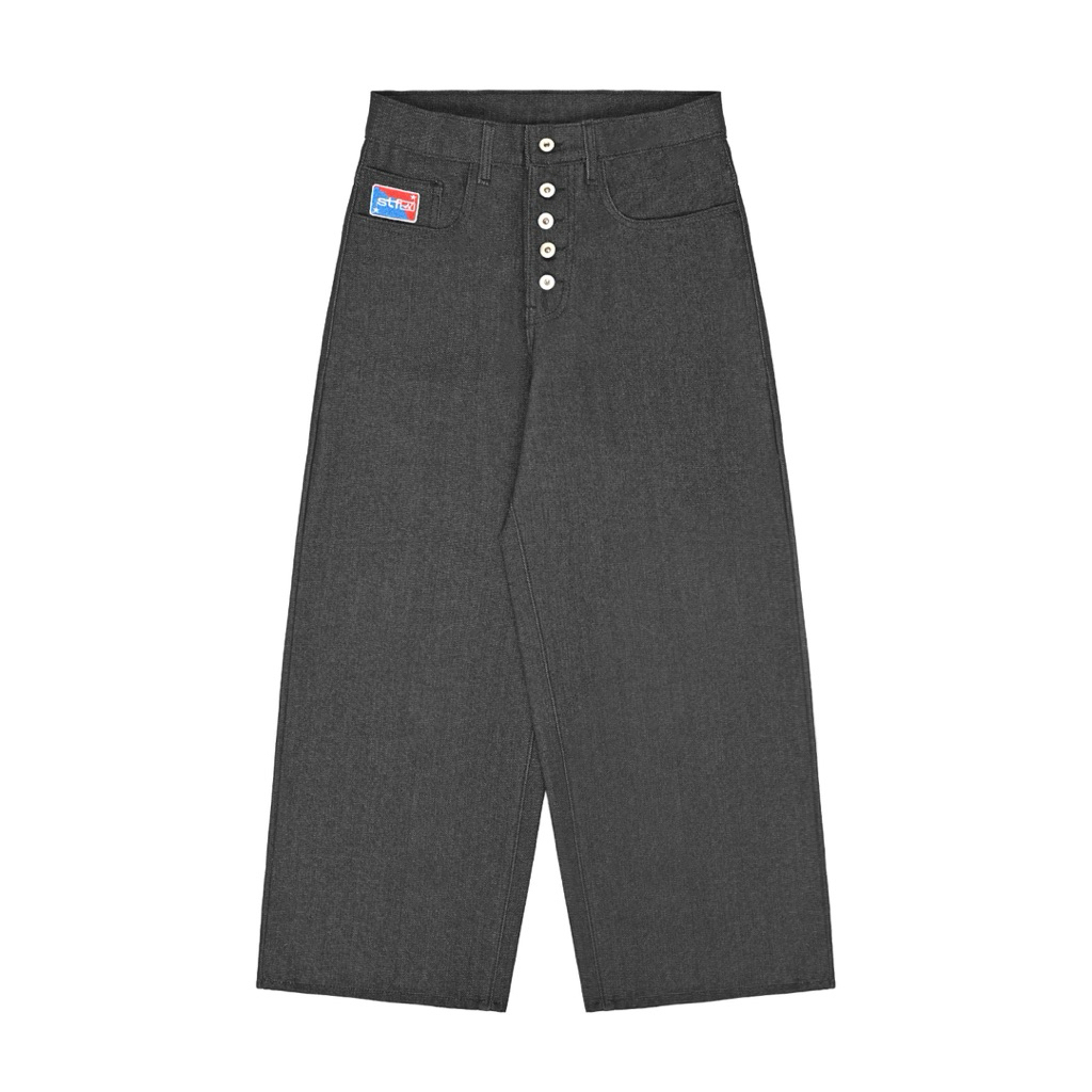 Satisfaction - กางเกงยีนส์ Baggy | Raw Denim TRACER/ BLACK-BLACK
