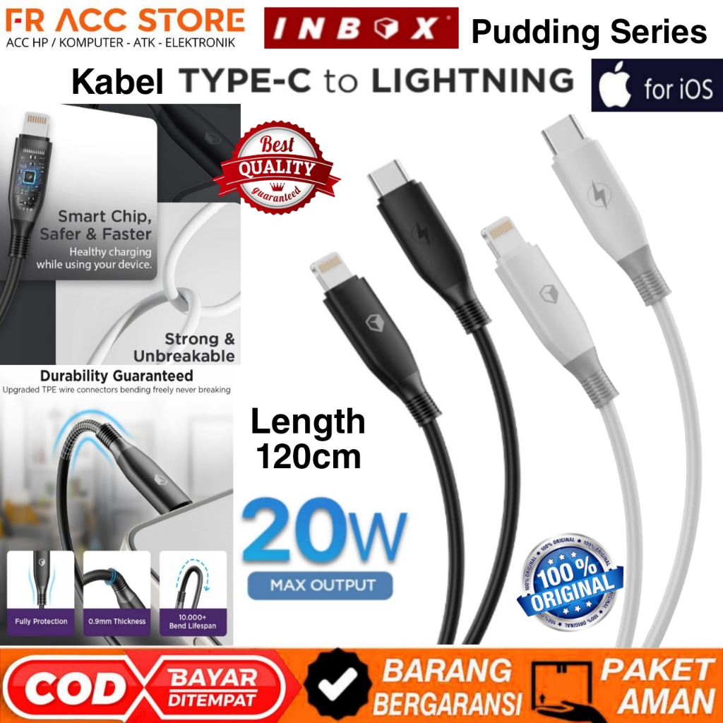 TYPE C TO Lightning Cable 20W FASH CHARGING INBOX Pudding Series C TO Lightning 20W CABLE 120 ซม. SO