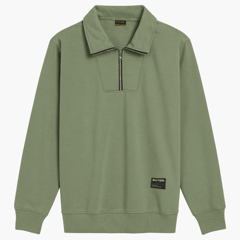Gutennc Half Zip Rugby Sweater เสื้อแจ็คเก็ตคอกลมผู้ชาย Sage