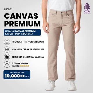 Emba Denim - BS08.01 Celana Panjang Pria Kanvas Premium Regular New Tebal Smart, Casual dan Long Pants