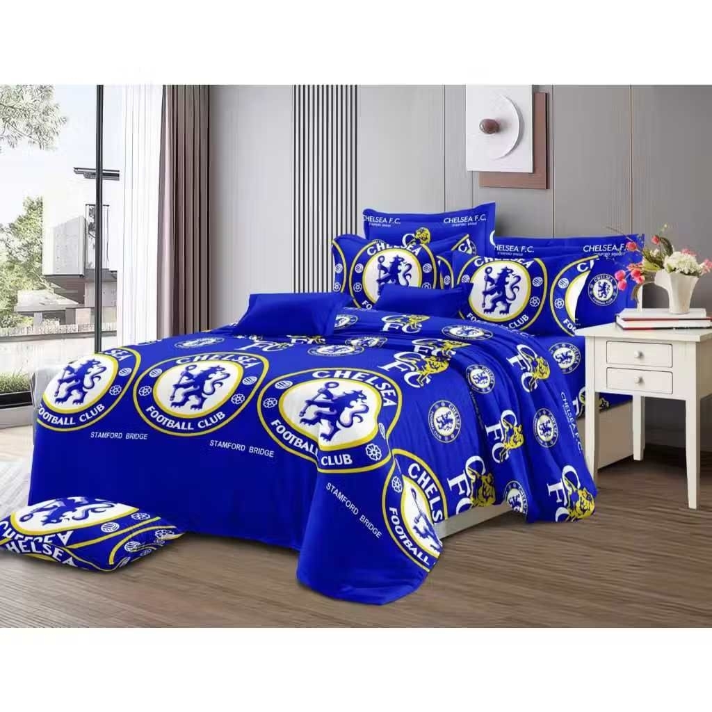 KATUN PREMIUM COTTON RUBBER BEDSHEET 90/100/120/140/160/180/200 CHELSEA FC B FOOTBALL MOTIF CELSEA N