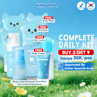 [BUY 3 GET 9] Kitty Mom Paket Lengkap Perawatan Bayi & Anak | Bodywash, Face Cream Pelembap Wajah, Face Wash, Body Lotion, Pasta Gigi, Physical Sunscreen Anak SPF 50, Shampoo Bayi, Hair Spray, Multi Care Baby Cream | Baby Skincare