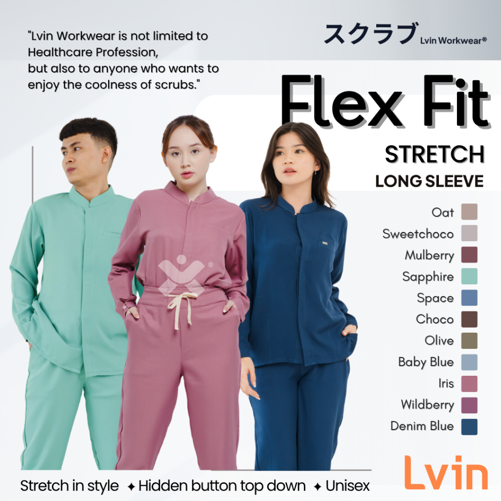 [ Lvin ] Flex Fit - SCRUB MEDICAL SCRUB SUIT DOCTORS SCRUB FOR MAN & WOMEN / Oka Clothes / Guard Clo