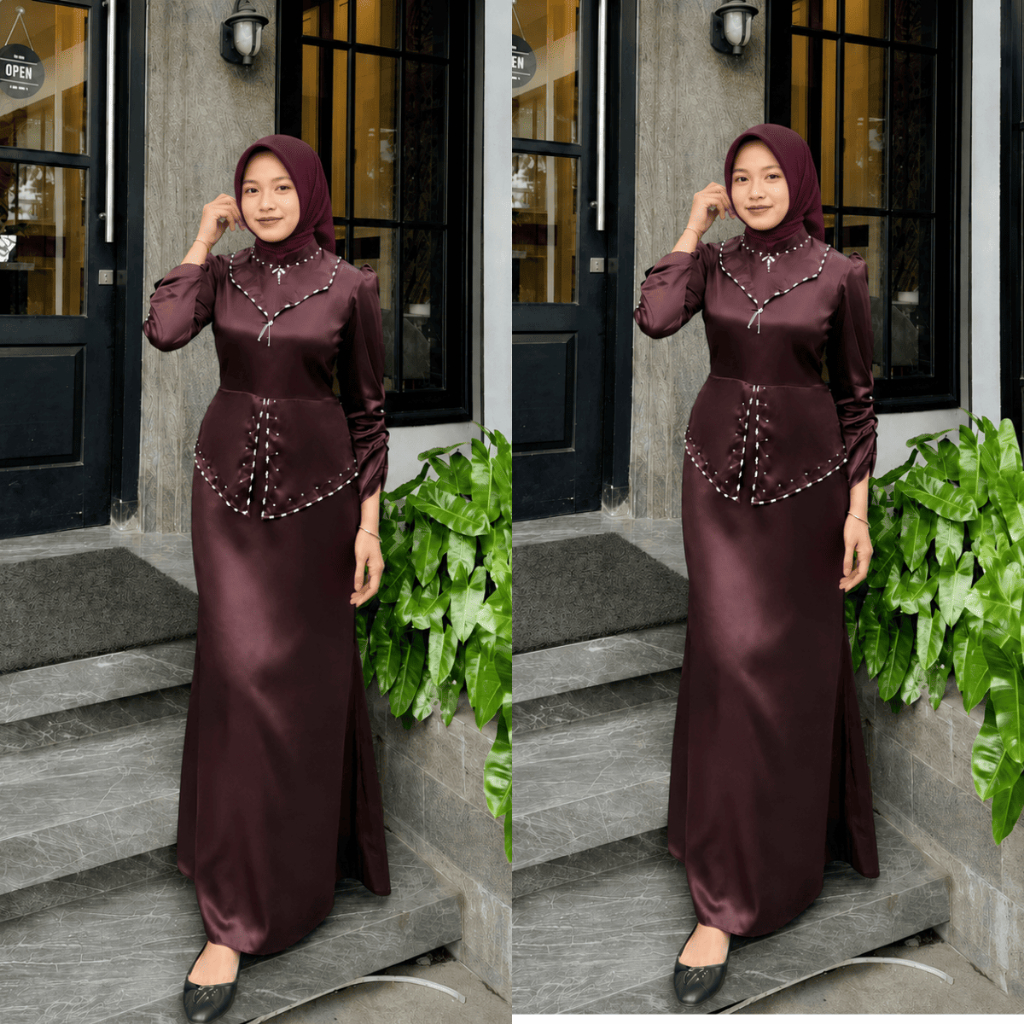 Kamila Dress Satin Silk Premium เสื้อผ้าแฟชั่นผู้หญิงสําหรับเชิญรับปริญญา, คู่รัก, Muslimahs, Eid Ga