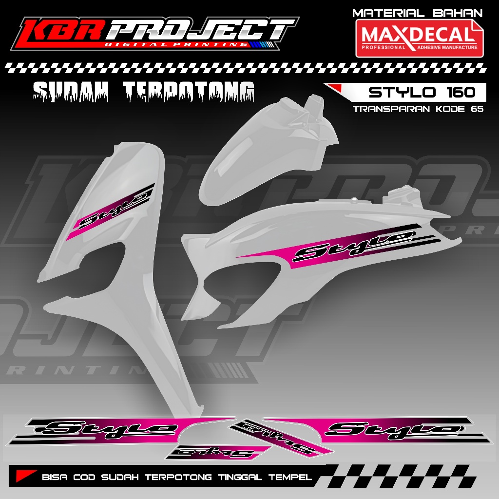 STYLO 160 STRIPING TRANSPARKENT UV STICKER รหัส 86 PREMIUM MAXDECAL MATERIAL CUT