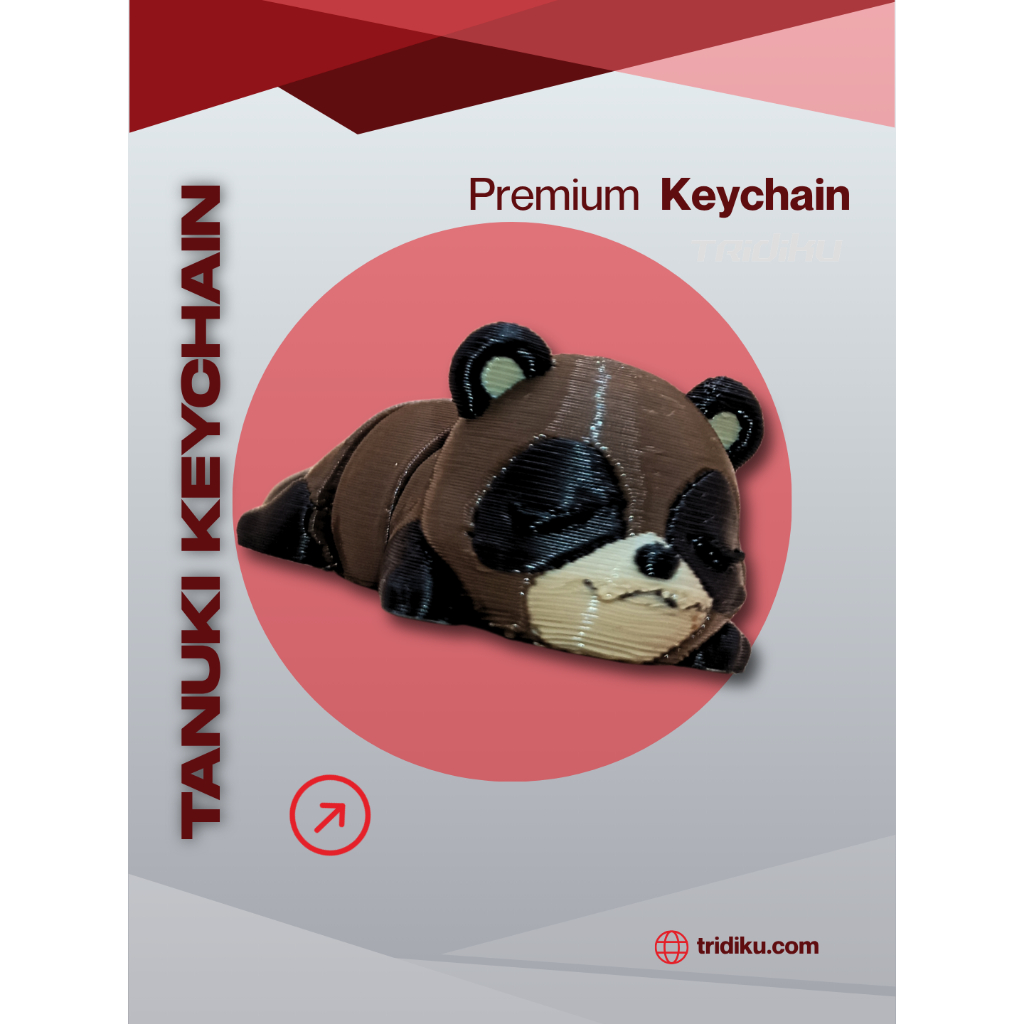 GANTUNGAN TRIDIKU Tanukyuu Tanuki Santuy พวงกุญแจแบบประกบสัตว์น่ารัก PLA