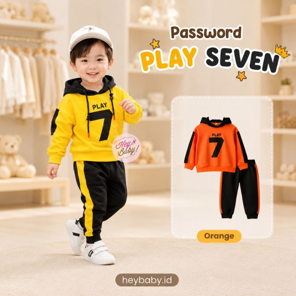 HEYBABY-Password hoodie Play Seven Sweater Set 1 - 7 ปีเสื้อผ้าเด็กคุณภาพ