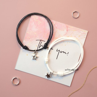 ASB - [2Pcs/Sepasang] Gelang Couple Tali Korea Waterproof Star Silver Gantung