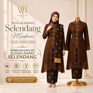 Setelan Kebaya Selendang Modern Wanita Terbaru 2026 Kebaya Pesta Wisuda Premium Kekinian
