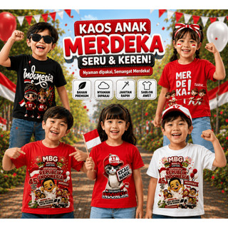 [Free Stiker Nama] Kaos Anak Motif Rajut Kemerdekaan RI Usia 1-12 Tahun Laki-laki dan Perempuan