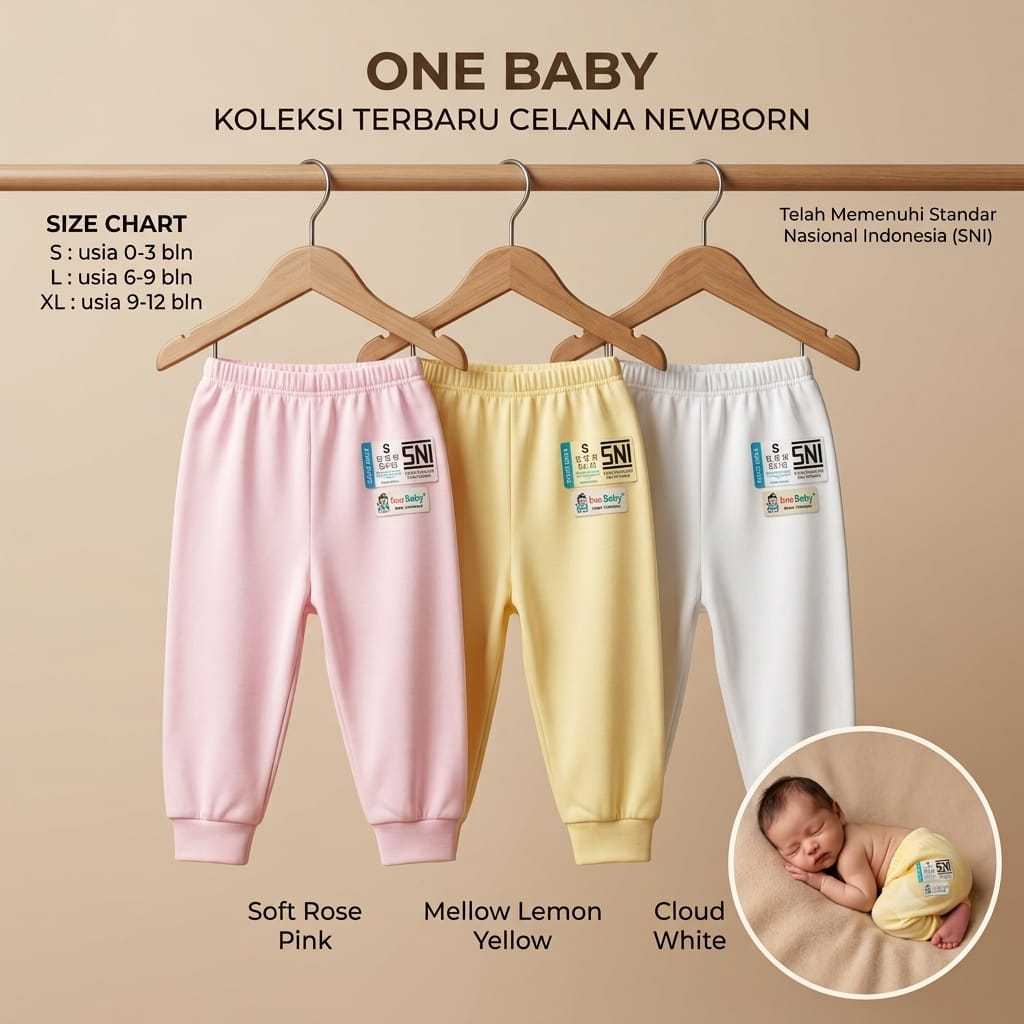 KATUN 3 ชิ้น One ผ้าฝ้ายเด็กกางเกงขายาว NB 0-6 เดือนกางเกงเด็กแรกเกิดสําหรับเด็กชายและหญิง SNI