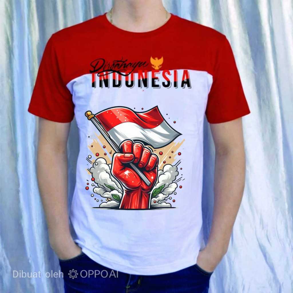 KATUN MERAH COTTON T-SHIRT/17 AGUSTSU 45 T-SHIRT/SHORT-SLEEVED T-SHIRT/RED AND WHITE T-SHIRT