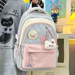 Tas Ransel Pelajar Model Baru Yang Cocok Untuk Siswa Sd Smp Dan Sma Ransel Sekolah kapasitas besar wanita tahan air Tas Ransel Warna Bentrokan Angin Akademi Gadis Lucu tas sekolah Y2K aesthetic