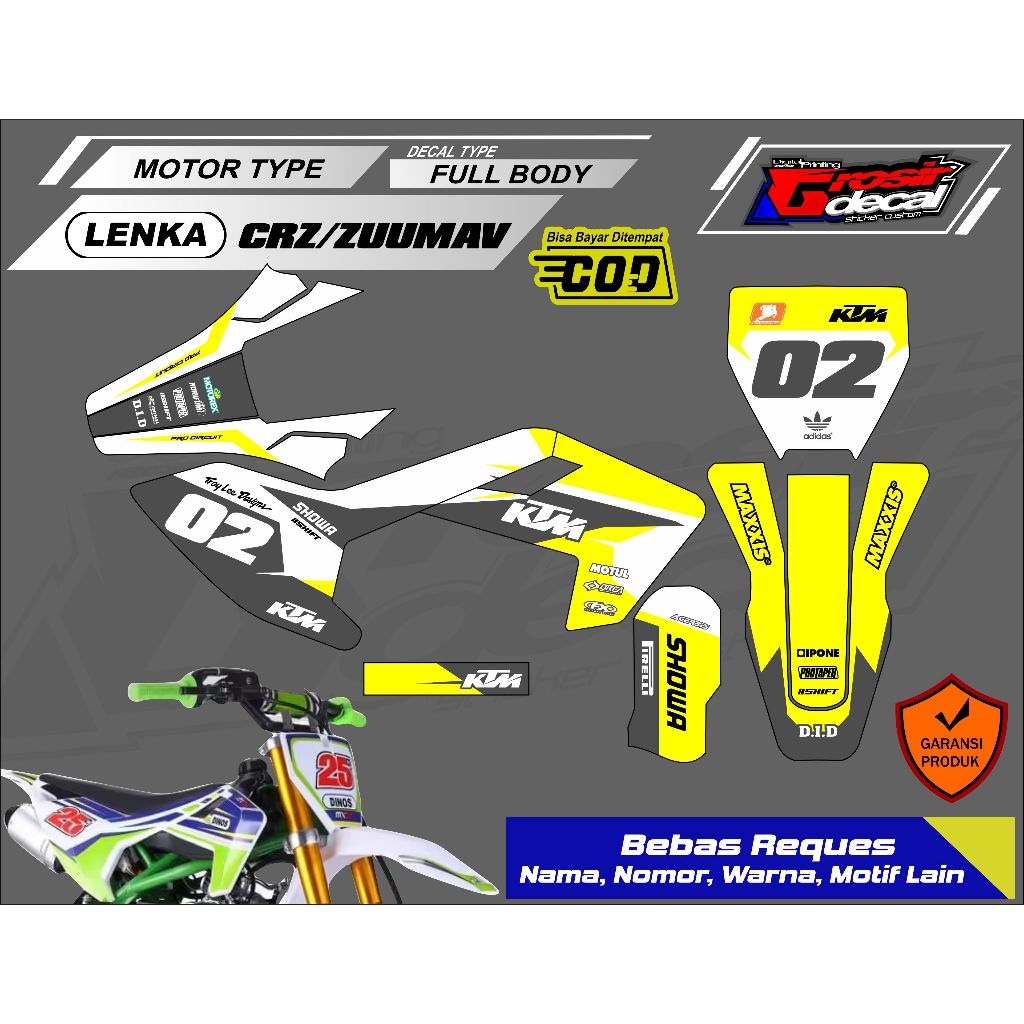 Mini Trail Striping Sticker LNKA 110cc / CRZ 110cc / ZUUMAV 110cc / TAO MOTOR 110cc / MINI MOTOR 110