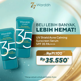 Wardah Sunscreen UV Shield Acne Calming Sunscreen Moisturizer SPF 35 PA - Wajah Meredakan Jerawat Ringan Mudah Meresap Calming and Repair Boosting Sunscreen Wajah Glowing BPOM - Skincare