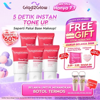 GLAD2GLOW 2%Niacinamide Brightening Tone Up Cream Day Cream Cerah Instan Moisturizer wajah cream pemutih wajah  Night Cream base make up whitening cream skincare glowing BB cream Mencerahkan warna kulit halus g2glow official store