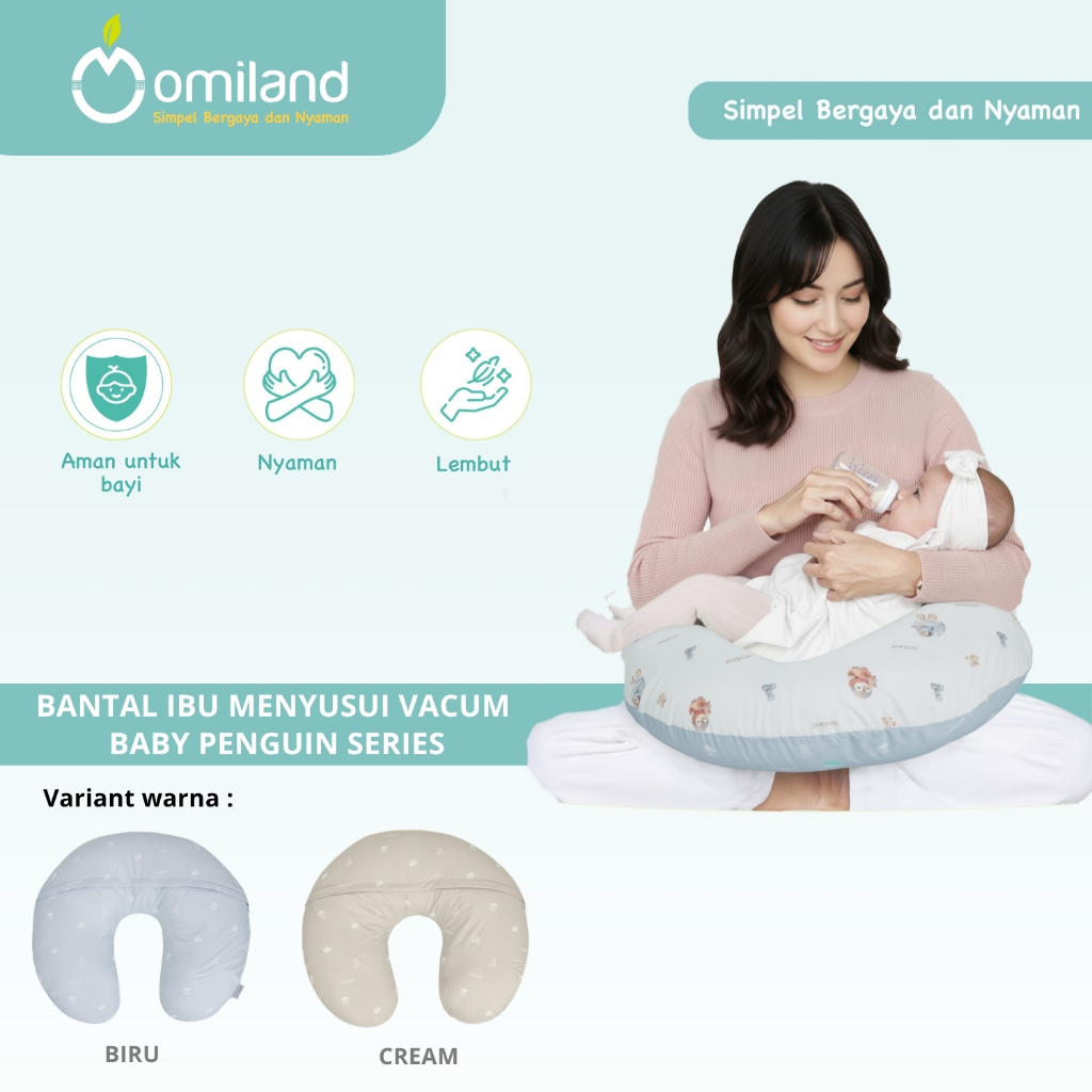 Omiland Round Baby Nursing Pillow + Vacuum Arm Pillow Baby Penguin Series