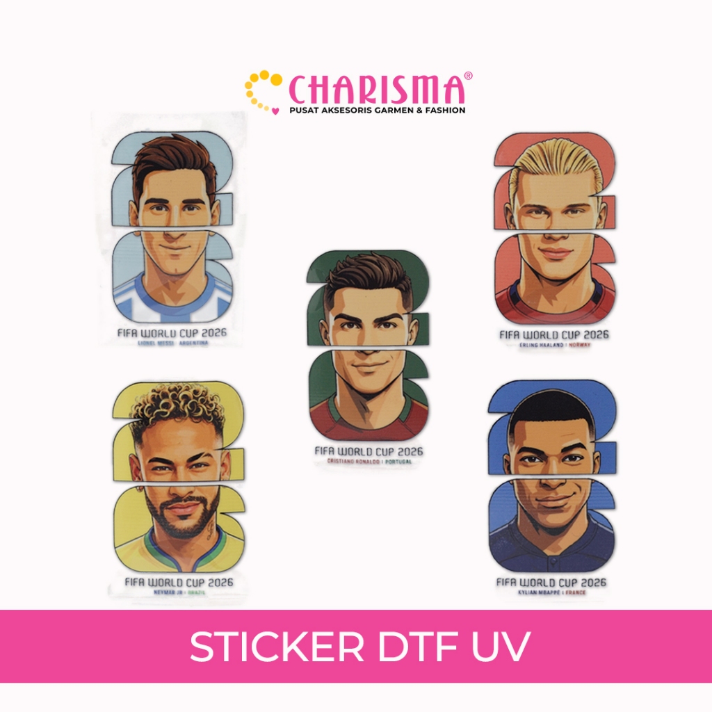 Charisma DTF UV World Cup Football Player Screen Printing Sticker - Premium Transfer Printing Sticke