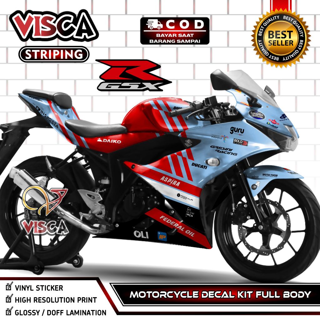 GSX R150 Full Body Decal - GSX R150 Full Body Sticker - GSX R150 Full Body Decal - GSX R150 Variatio