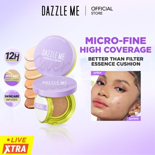 DAZZLE ME Better Than Filter Maxnificent Essence Cushion High Coverage - Cushion Waterproof Makeup Healthy Matte Finish with Niacinamide Memberikan Kulit Wajah seperti menggunakan Filter Tahan 12 Jam