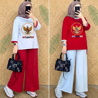 Garda Set Crinkle Airflow // Setelan Wanita Merah Putih 17 Agustusan Terbaru 2024