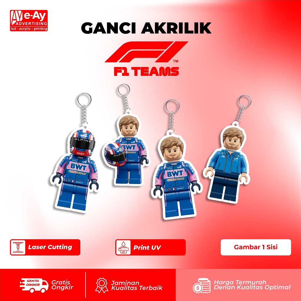 พวงกุญแจอะคริลิคระดับพรีเมียม ทนทาน – F1 Driver Lego Edition Pierre Gasly Alpine | เอยาดอร์ตี