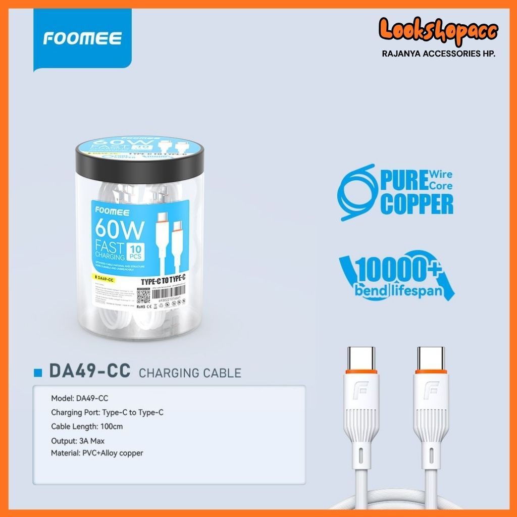 FOOMEE DA39-CC 30W/DA49-CC 60W / OLIKE D102CC-30CM Type-C To Type-C Data Cable (1 PCS) 1M และ 30CM F