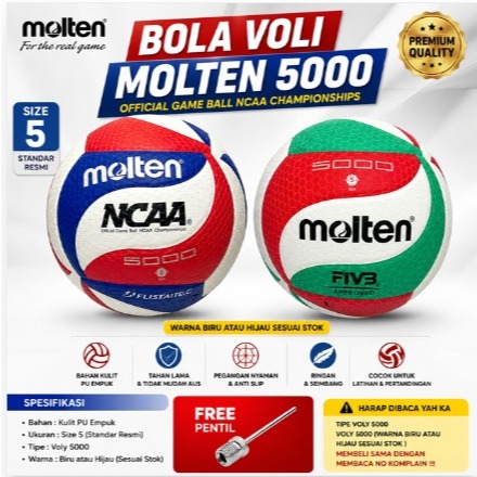 MOLTEN V5M 5000 VOLLEYBALL / MOLTEN NCAA 5000 SOFT PU SIZE 5 MOTIF