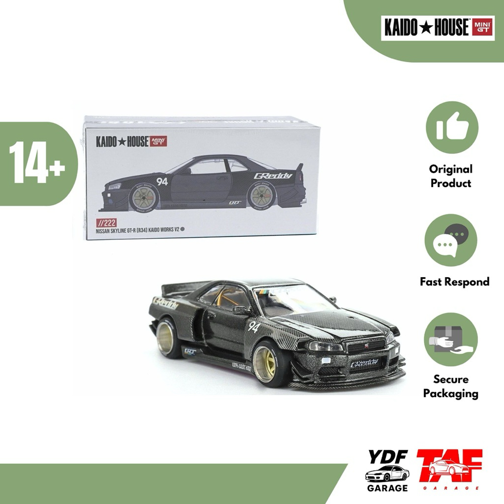 Mini GT x Kaido House KHMG222 Nissan Skyline R34 Kaido Works Greddy V2 SEALED