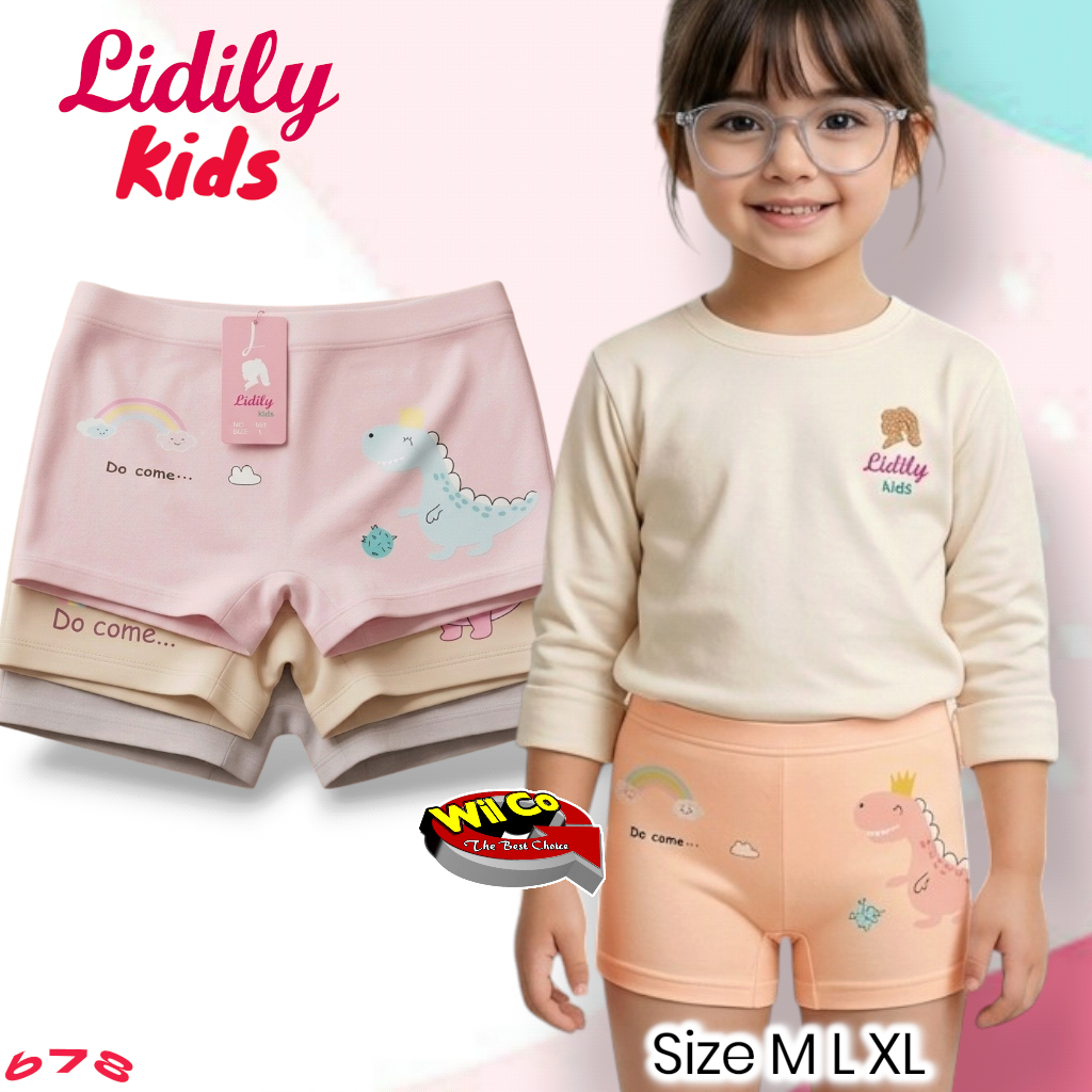 K678 (3-6 ชิ้น) กางเกงบ็อกเซอร์เด็กผู้หญิง Lydyly Kids กางเกงบ็อกเซอร์เด็กผู้หญิง Size ML XL (อายุ 3