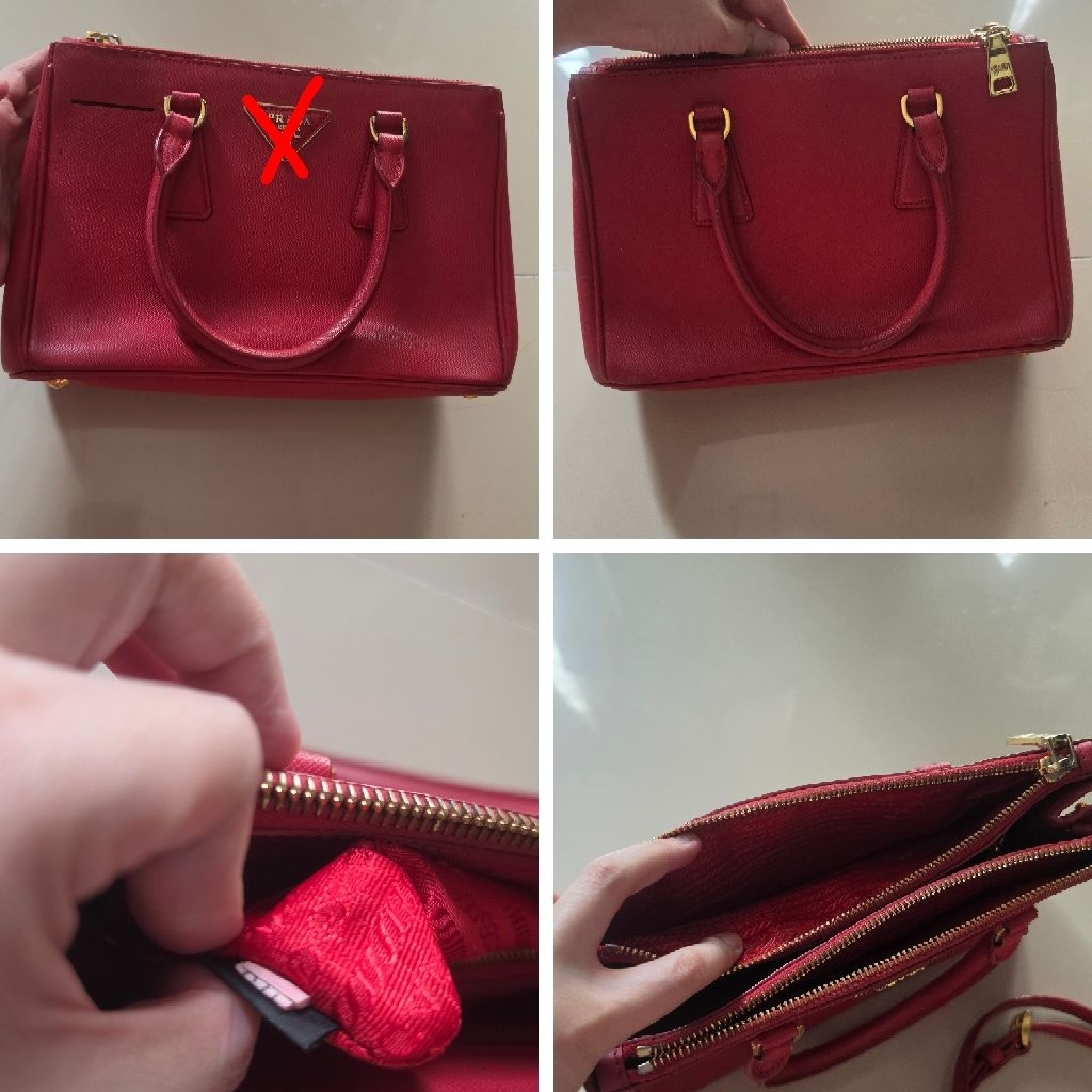 MERAH GALLERIA PRDA กระเป๋าหนังแท้ CHILI RED
