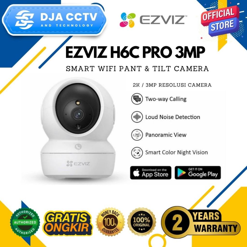 EZVIZ H6C Pro 2K 3MP Pan & Tilt กล้องบ้านอัจฉริยะ || EZVIZ H6C Pro 2K 3MP กล้องวงจรปิดอัจฉริยะ Pan T