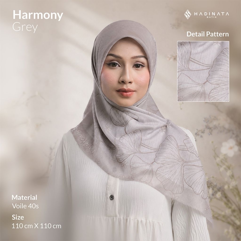 Hadinata Batik Hijab Premium Harmony Grey